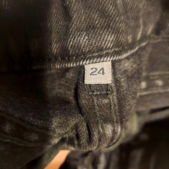 LF The Brand Black Denim Mini Skirt 24 White Tracker Front Zip New MSRP $248 - Picture 9 of 12